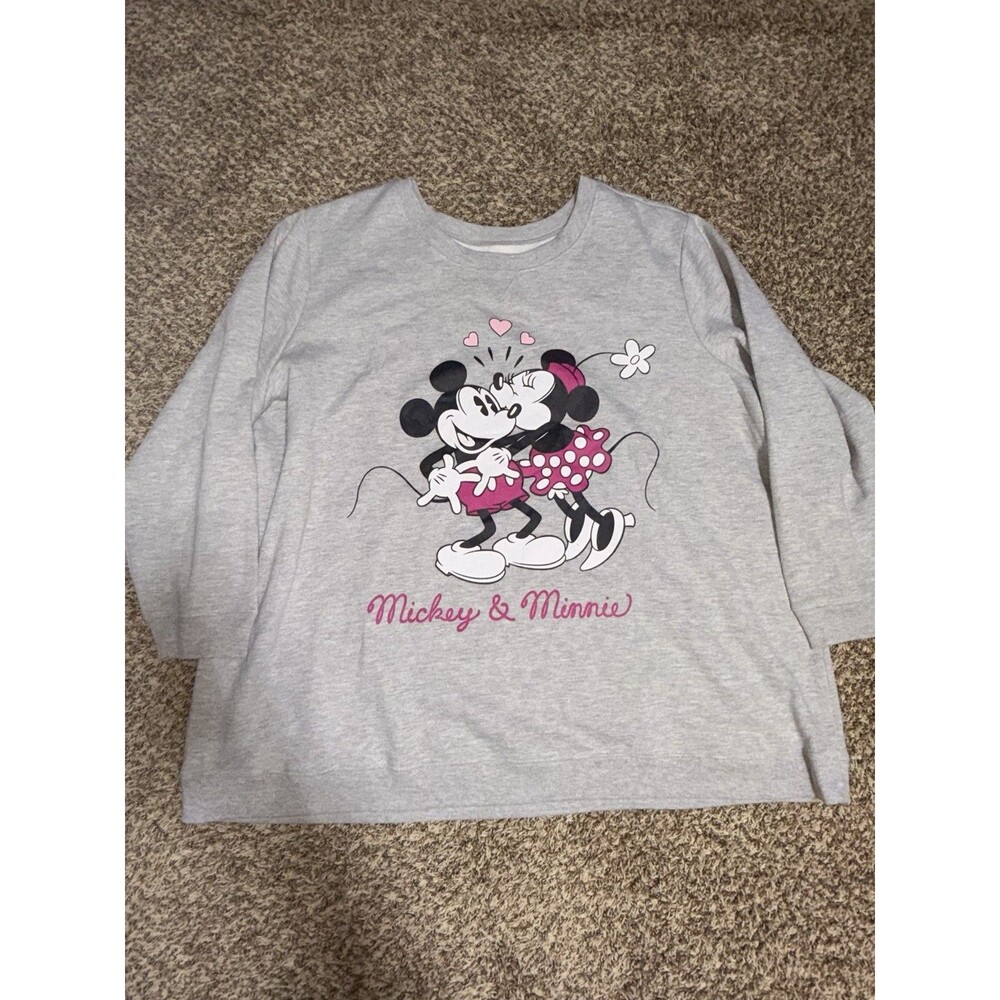 DISNEY 3XL LONG SLEEVE FLEECE SWEATSHIRT MICKEY MOUSE AND MINNIE MOUSE KISS